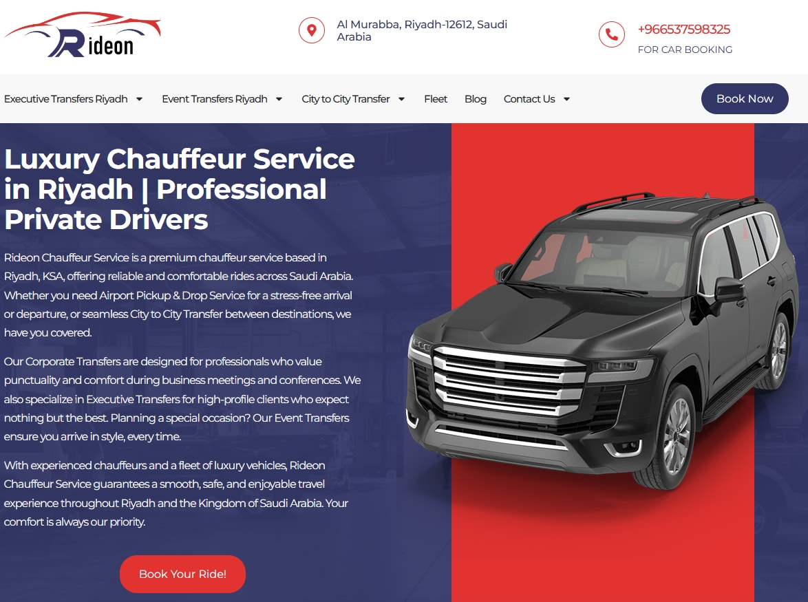 RIdeon Top 10 Chauffeur Services in Riyadh